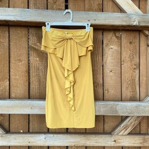 True Light Mustard Yellow Off Shoulder Bow Top